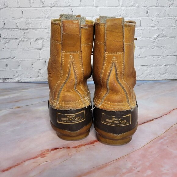 Vintage LL Bean Maine Hunting Shoe Brown Womens 7 Narrow 8" Leather Duck Boots - Picture 4 of 9